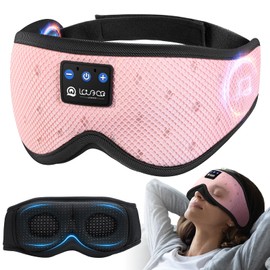 LOVE EYE Sleep Mask, 3D Eye Mak Sleep for Side Sleepers Women Men, Breathable Light Blocking Sleeping Mask, Sleep Headphones Soft Lightweight Eye Cover for Travel, Night Work, Nap, Office (Pink)