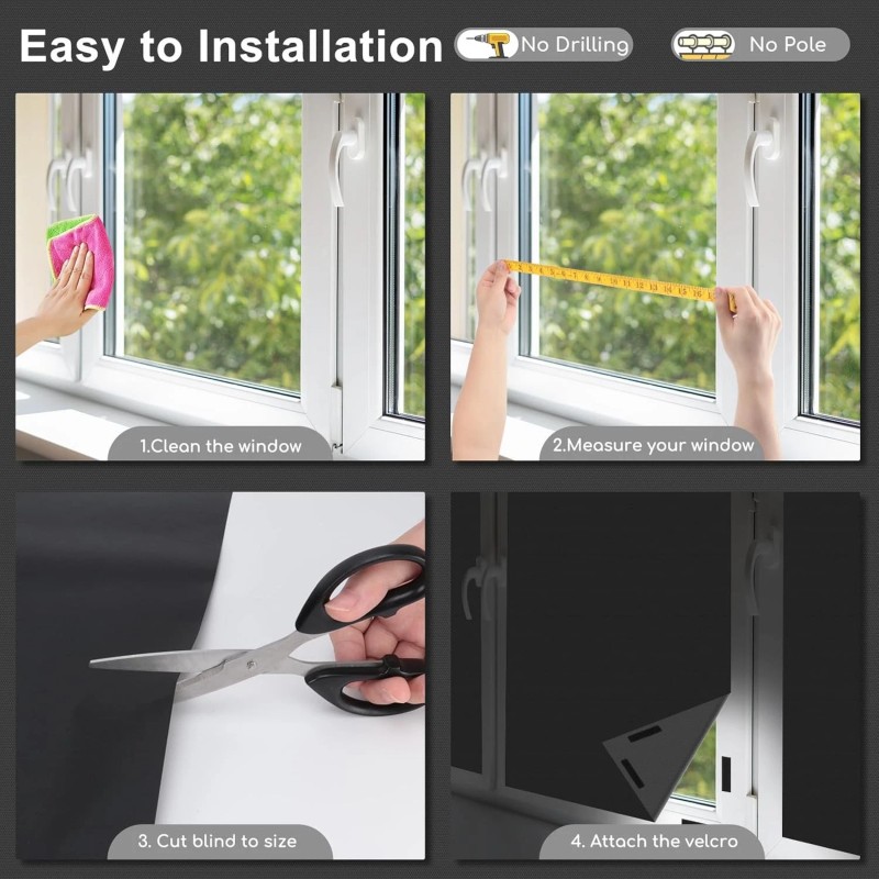 Unbranded Home Use Blackout Curtains Thermal Insulated Window Shades Black