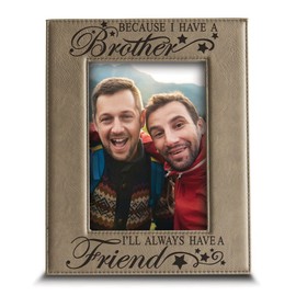 BELLA BUSTA -Brothers Picture Frame- Engraved Leather Picture Frame (4"x 6" Vertical)