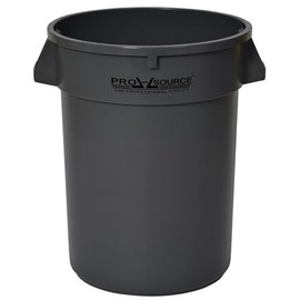PRO SOURCE Heavy Duty Round Grey LLDPE Polyethylene Trash Can, 32 Gallon Size