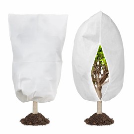 Fetanten Plant Covers Freeze Protection, 47''×70'' 2.1oz/yd² Thicken Frost Cloth Frost Blankets with Drawstring Reusable for Outdoor Plants Fruit Trees Potted in Winter Cold Weather (2 PCS)