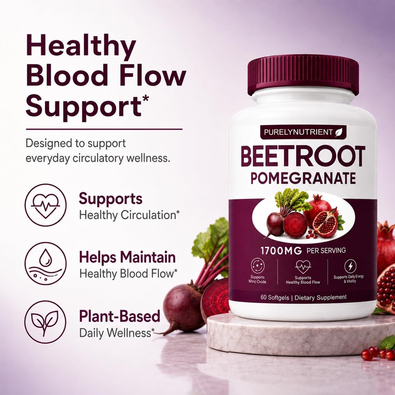 Beet Root + Pomegranate Supplement with 1200mg Beetroot & 500mg