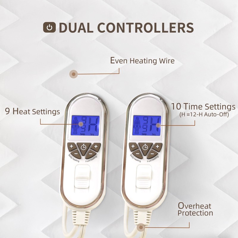 Bwarm Premium Multi-Zone Electric Heated Mattress Pad King Size, 78"