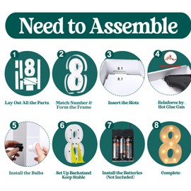 3FT Marquee Numbers, Light Up Numbers 8 for 8th 18th 48th Birthday Decorations, Big Numbers for Party Decorations, Large Light Up Numbers for Party Decor DIY Pre-Cut Foamboad Mosaic Numbers