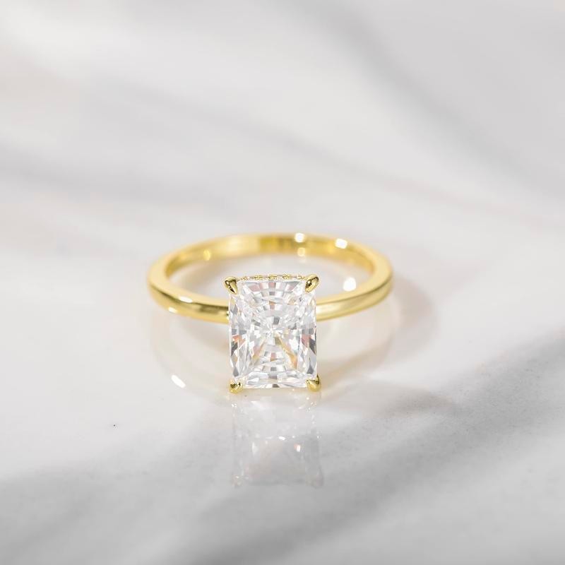 EAMTI 3CT 925 Sterling Silver Engagement Rings Radiant Cut Solitaire