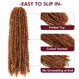 GIX Micro Kinky Twist Crochet Hair - 16 Inch 8 Packs Ombre Brown Mini Spring Passion Twist Crochet Braids For Black Women Synthetic Braiding Hair Extensions (16 Inch, 30#-8P)