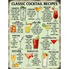 Classic Cocktail Recipes - Kitchen Pub, Retro Vintage Metal Tin
