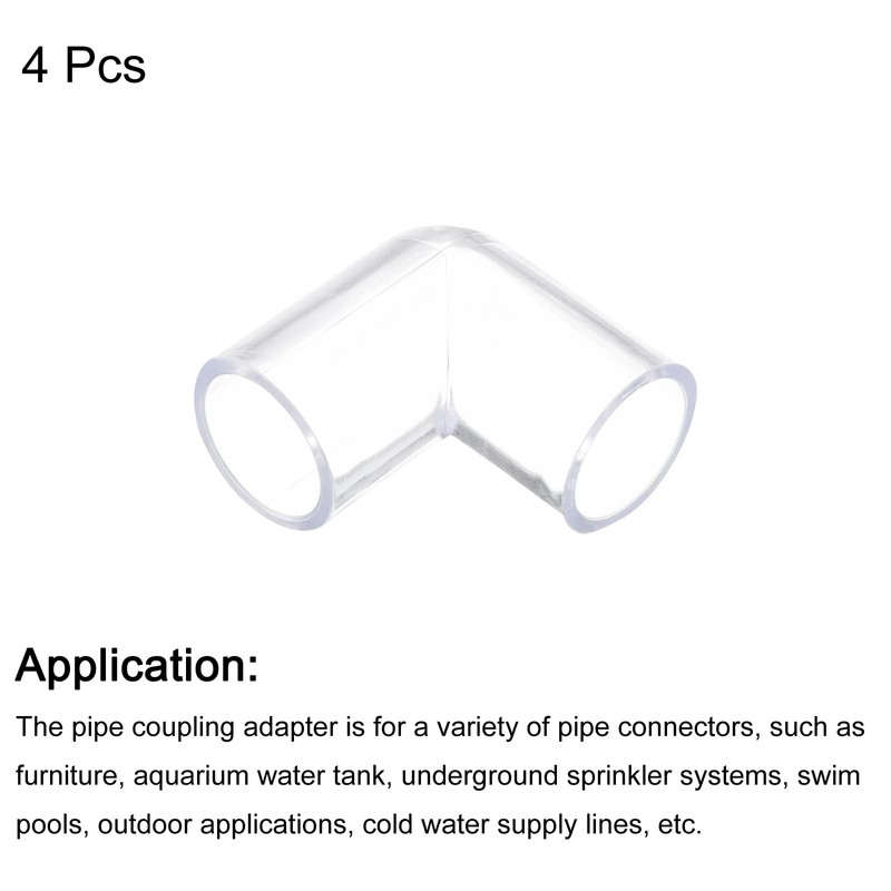 sourcing map 4Pcs Clear Elbow Fitting, 20mm/0.79" 2 Way Acrylic