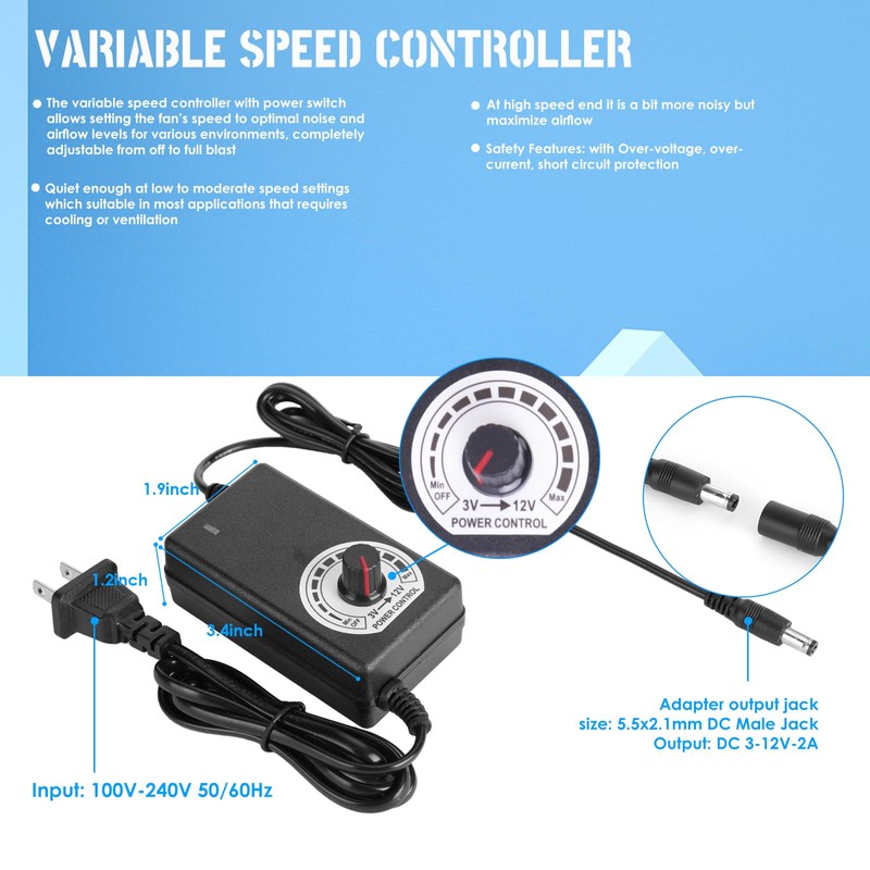 Yeuzbur Variable Speed Blower Fan with Speed Controller, Centrifugal Air