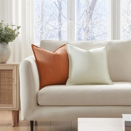 Meekio Fall Pillow Covers Set of 2 - 18 x 18 inches Burnt Orange Flange Edge Pillow Covers for Fall Decorations