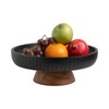 LAVAUK Mango Wood fruit bowl, Decorative black bowl with natural