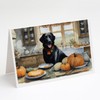 Caroline's Treasures DAC1786GCA7P Black Lab Fall Kitchen Pumpkins Greeting Cards