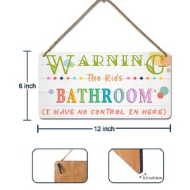 Kids Bathroom Decor Farmhouse Bathroom Wood Signs for Home Kids Bathroom Accessories for Boys Girls Toddlers I Have No Control In Here Toilet Sign Restroom Wall Art Decorations 12x6 Inch