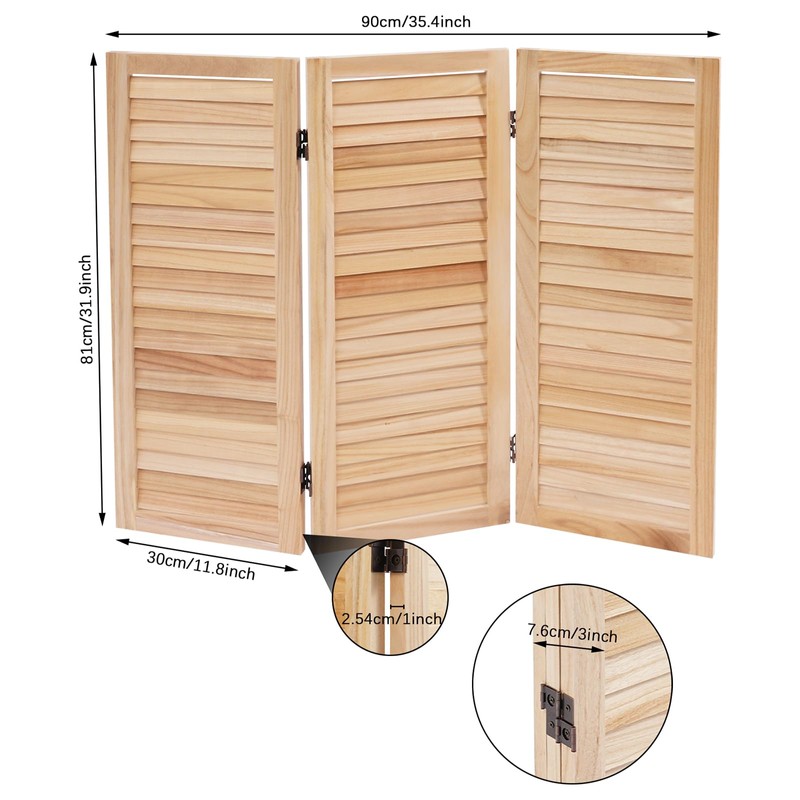 3 Panel Room Divider Screen, Folding Privacy Wooden Short Screen,