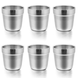 E-far Cups for Toddlers Kids, 6 Ounce Stainless Steel Insulated Tumblers for Children Preschoolers, Training & Transition, Double Wall & Shatterproof, Mirror Polished & Dishwasher Safe - 6 Pack
