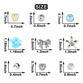 JoliR Design Premium Shoe Charms for Women 3D Floral & Butterfly Designs with Sparkling Rhinestones, Pearls & Crystal Links - DIY Shoe Jewelry Accessories for Girls, Creative and unique gifts (16 Pcs-Colored sequins)