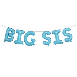 16" Multicolor Big SIS Balloons Banner Foil Letters Mylar Balloons for Baby Showers Birthday Party Decoration (BIG SIS Light Blue)