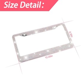 YALOK Bling 2PCS Car License Plate Frame, Handcrafted Crystal Stainless Steel License Plate Frame, Sparkly, Durable, Universal Fit, Car Accessories for Girls, Women (Laser)