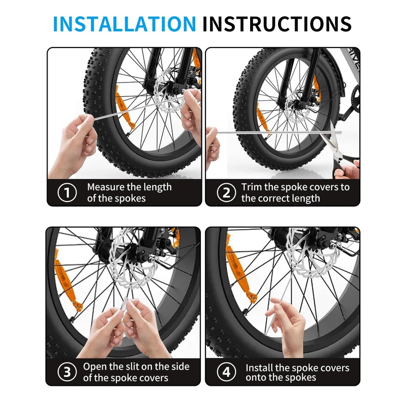 E-riding Bike Spoke Skins Covers, 72Pcs Dirt Bikes Spoke Skins