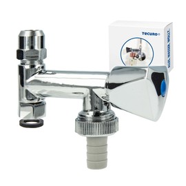 tecuro 22255 Corner Fix Device Valve for Mounting on Angle Valve for Connecting Washing Machine or Dishwasher 3/4 x 3/8 Inch with Compression Fitting 10 mm Brass Chrome-Plated