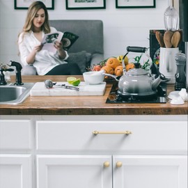 FURNIWARE Pack of 10 Cabinet Knobs, Cupboard Knobs, Brass Drawer Knobs, Furniture Handles