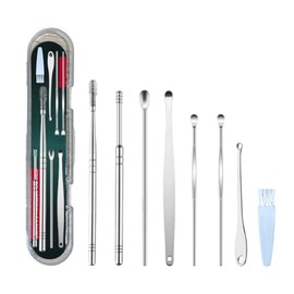 Ear Wax Removal Kit, Stainless Steel Ear Cleaner Tool Set with Storage Box, Safe Ear Cleaning, Reusable, Easy to Clean Black