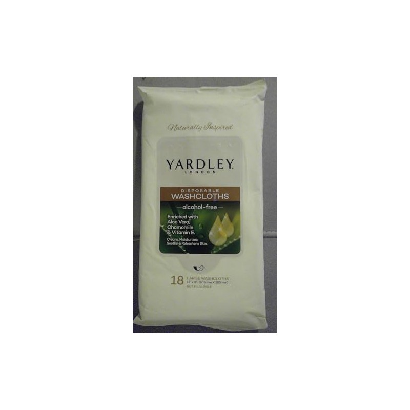 Yardley Disposable Washcloths 18 Pack Resealable