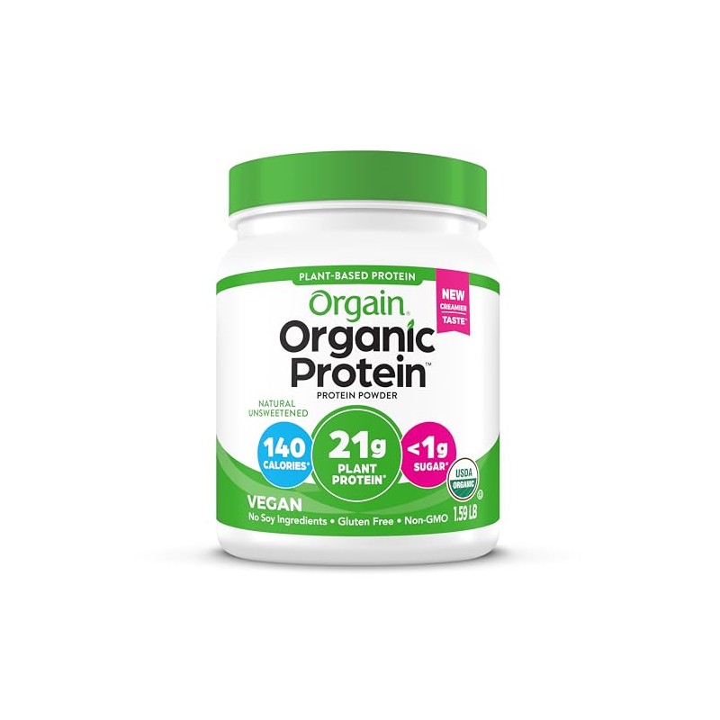 Orgain Organic Plant Based Protein Powder, Natural Unsweetened - Vegan,