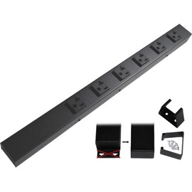 20” Hardwired Power Strip (NO Power Cord), 6 Vertical 20A Outlets (NOT Tamper Resistant), NO Ears (Without mounting tabs on Both Ends), a 20 Amp Unit, Black