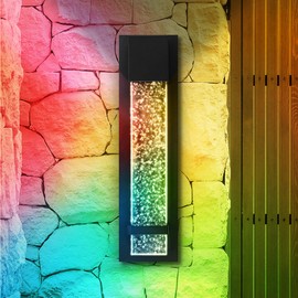 ASD LED 18 Inch Bubble Glass Wall Light Fixture | 9W 250LM RGB-3000K-5000K 100-277V | Multicolor, Waterproof, ETL Listed | Exterior Flush Mount Sconce, Outdoor-Indoor Lighting | Black