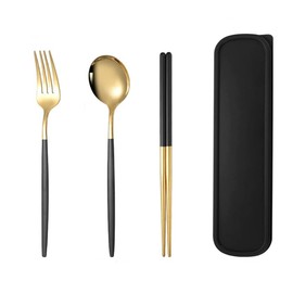 Cutlery Set, Stainless Steel, Chopsticks, Fork, Spoon, 3-piece Set, with Case, Combination Set, Outdoor, Portable Tableware Set, Hygiene, Students, Adults, Tableware Set, For Lunches, Work, School