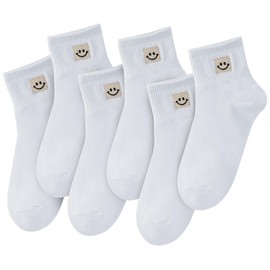 COZYOFFI Women Ankle Socks Cute: 6 Pairs Funny Smiley Face Gifts Socks - Cotton Sock for Low Cut Shoes