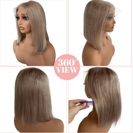 Belaved Ash Blonde Bob Wig Human Hair 180% Density 13x6 HD Transparent Lace Front Wigs Pre Plucked Glueless Highlight Short Bob Frontal Beginner Friendly for Black Women 16inch