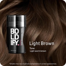 BOLDIFY Hair Thickening Fibers - Fill In Thinning and Fine Hair for an Instantly Fuller, Thicker Look - 14 Shades for Women & Men:_Light Brown_56.5g