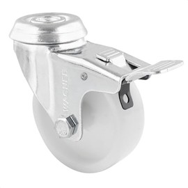 WAGNER Swivel Castor with Back Hole Diameter 75 mm Height 90 mm with Lock Galvanised Steel White Load Capacity 60 kg 23367501