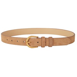 TILAFEYO Women's Suede Belt for Jeans Dresses Pants Fashion Ladies Genuine Leather Belt with Gold Buckle