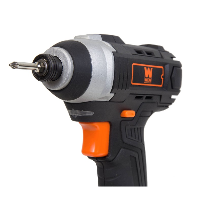 WEN Cordless Impact Driver with 20V Max Battery, Bits, Charger