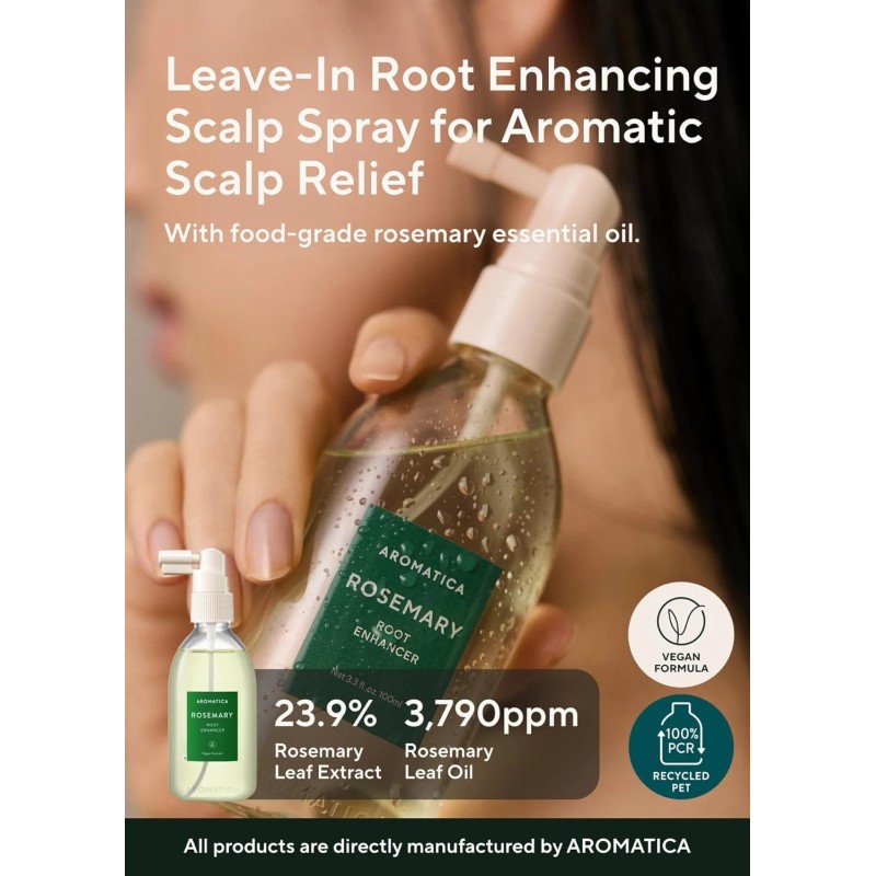 AROMATICA Root Enhancer Rosemary Water Spray for Hair Growth –