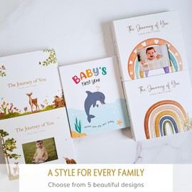 Baby Memory Book, 5-Year Milestone Journal and Keepsake Album, Gender Neutral Baby Book, Flat-Lay Hidden Wire-O Binding, FSC Archival Paper, Keepsake Gift Box, 108 Pages, Woodland Theme Scrapbook