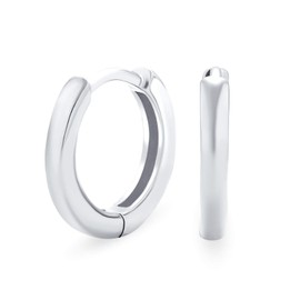 Simple Basic Thin Flat Huggie Hoop Kpop Earrings For Women For Men Hinge Polished .925 Sterling Silver