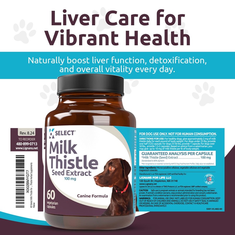 K9 Select Milk Thistle for Dogs, 100mg - 60 Vegetable