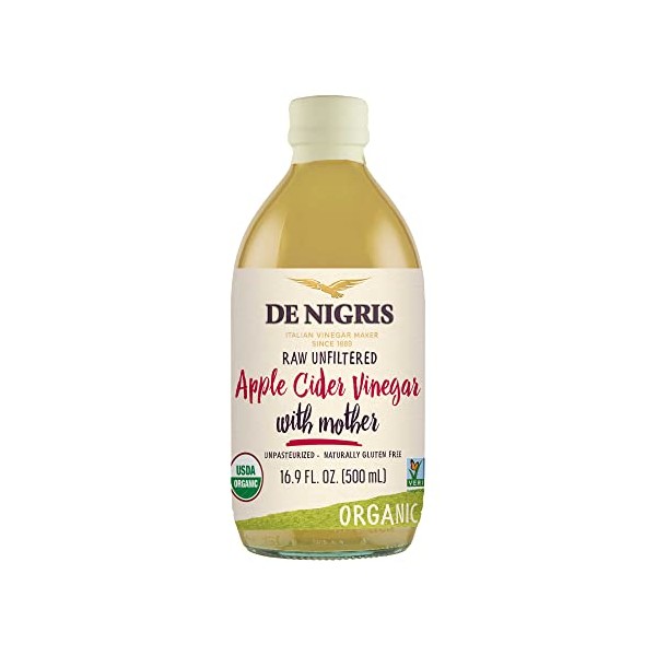 De Nigris Organic Apple Cider Vinegar Raw & Unfiltered 16,9 Oz (500ml) | Apple Cider Vinegar With Mother A Source Of Functional Elements For The Balance Of Metabolism | Apple Cider Vinegar Organic