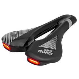 GORIX GX-GMODE, Bicycle Saddle, Short Nose, Wide Type, Tail Light, Waterproof, PU Leather, Cushion, Road Bike, Cross Bike, Cushion, Drilled, Stylish Design