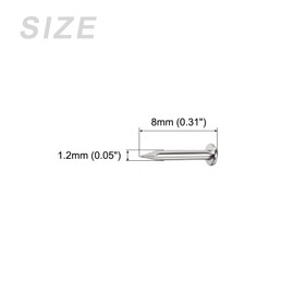 METALLIXITY Small Nails (1.2x8mm) 1000pcs, Carbon Steel Tiny Hardware Nails - for Household Woodworking, Silver Tone