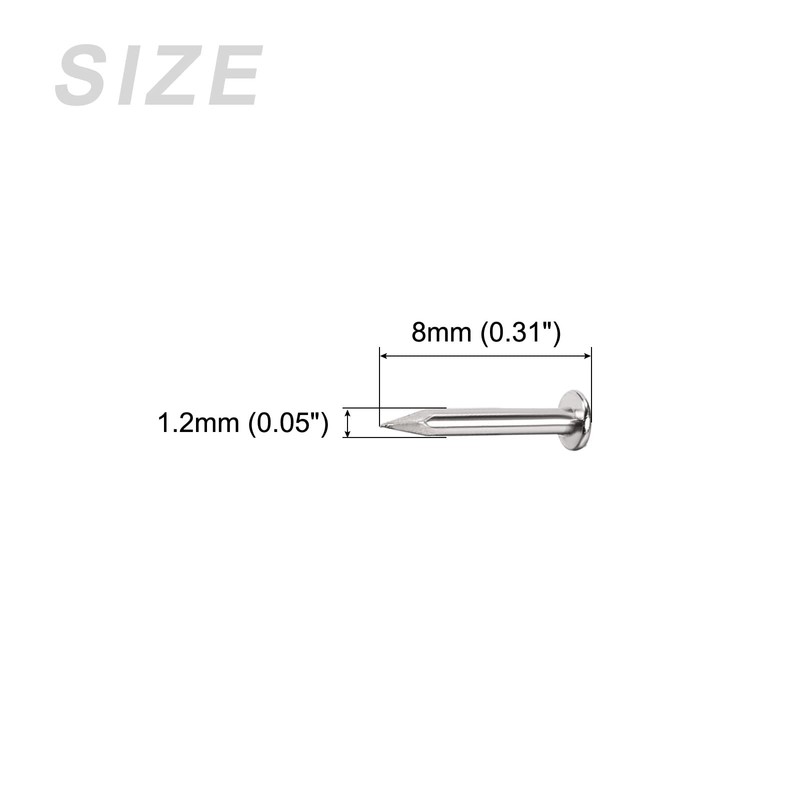 METALLIXITY Small Nails (1.2x8mm) 1000pcs, Carbon Steel Tiny Hardware Nails