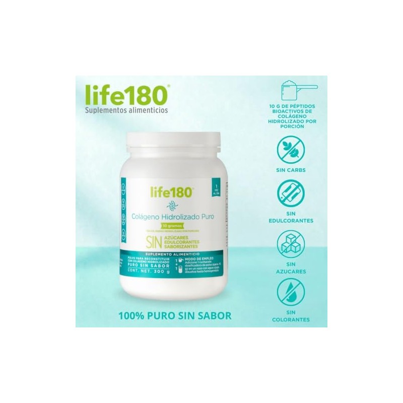 Life180 Dúo Colágeno Hidrolizado Puro 10g Polvo Natural Sin sabor
