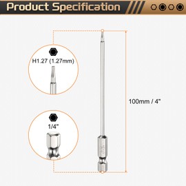 HARFINGTON 2pcs H2.0 Hex Head Screwdriver Bit 2.0mm Metric Flat Tip 1/4" Hex Shank 50mm (2") Long Magnetic Hexagonal Screw Drill Bit Wrench Chrome Plated Power Driver Socket