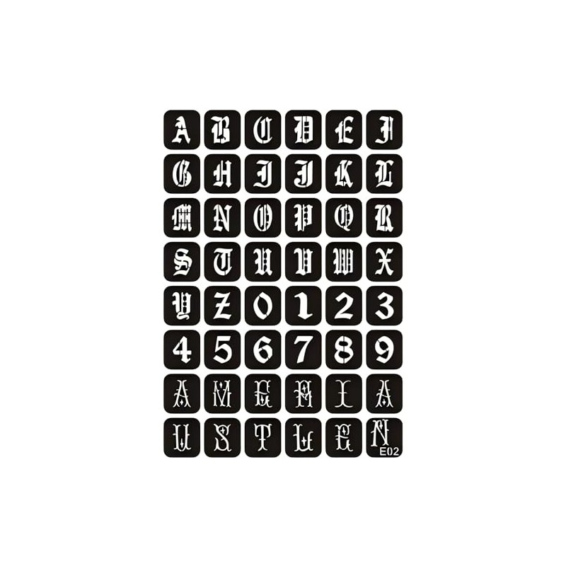 Letters Tattoo Stencil Numbers Tattoo Template 48 Stencil on a