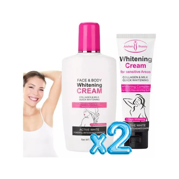 Set Crema Blanqueadora Axilas/ Crema Cara Cuerpo Aichun (Kit x