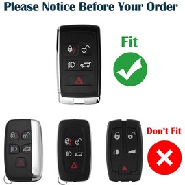 Tukellen for Range Rover Leather Key Fob Cover with Keychain Key Shell Compatible with 2018 2019 2020 2021 Range Rover Sport Evoque Velar Discovery Smart Remote Key-Black